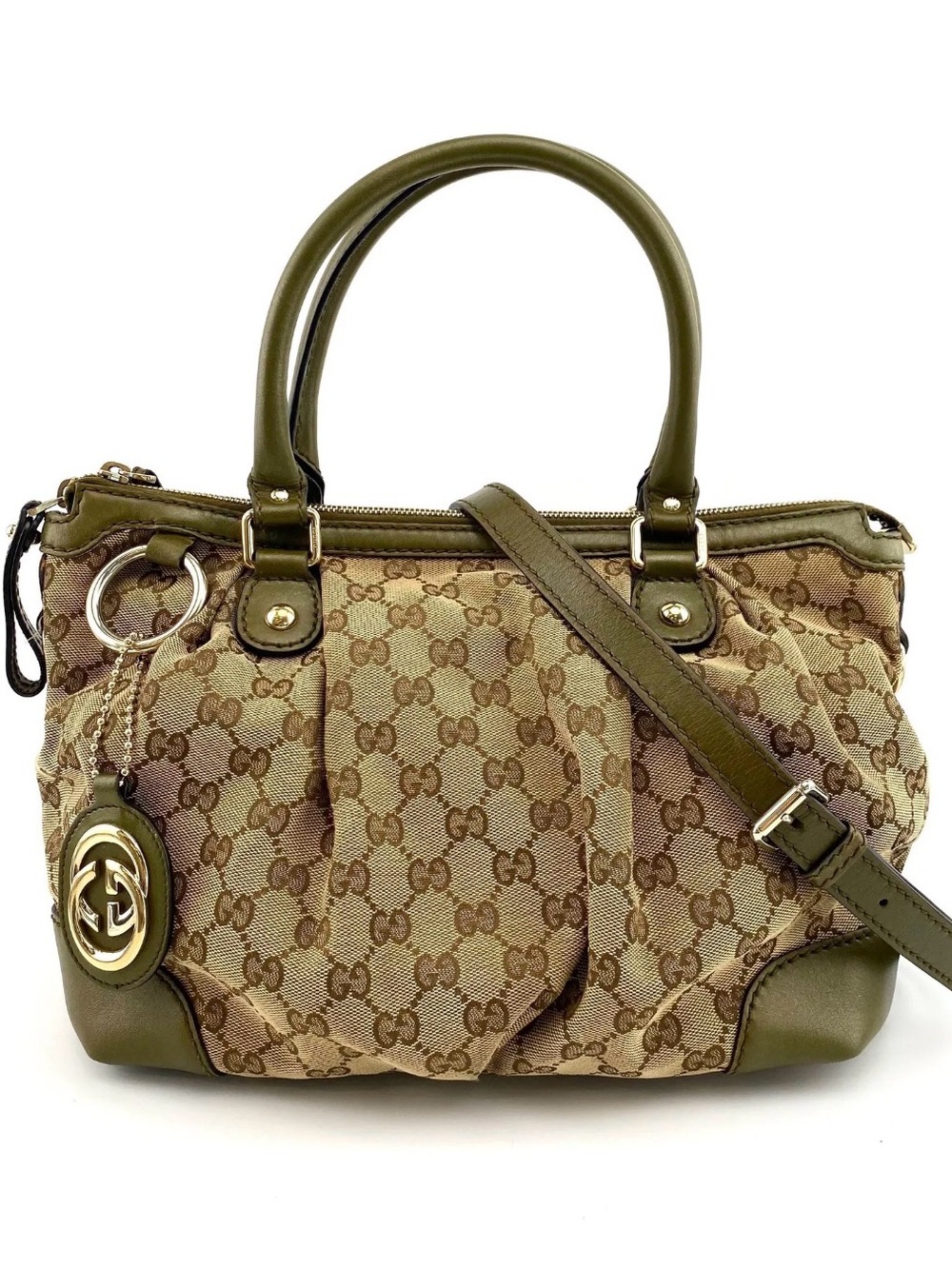 Gucci GG Canvas Sukey bag | Monogram Canvas | Olive Green Trim